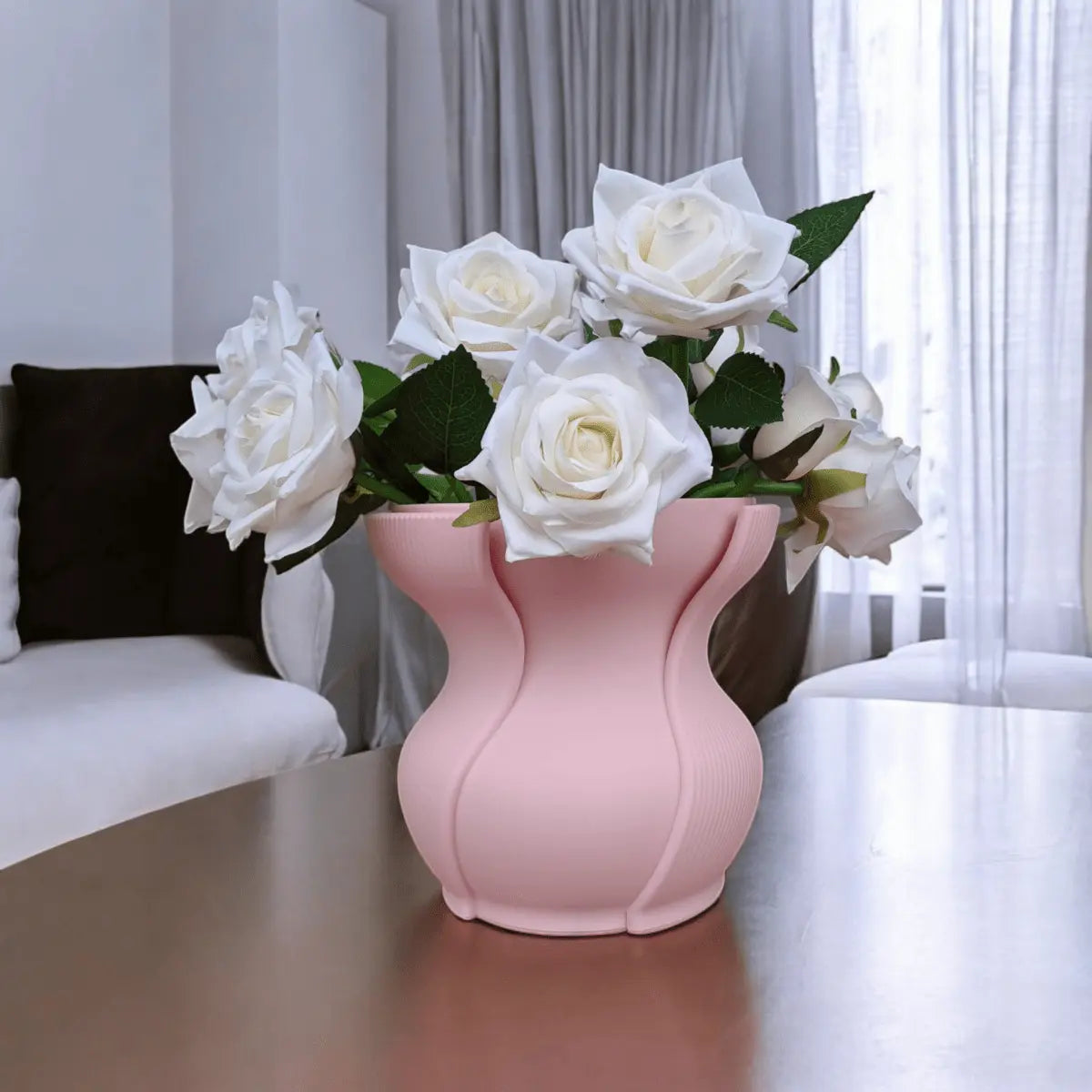 Vase „Aera“ – Elegante Designvase in zartem Rosé - Print Home