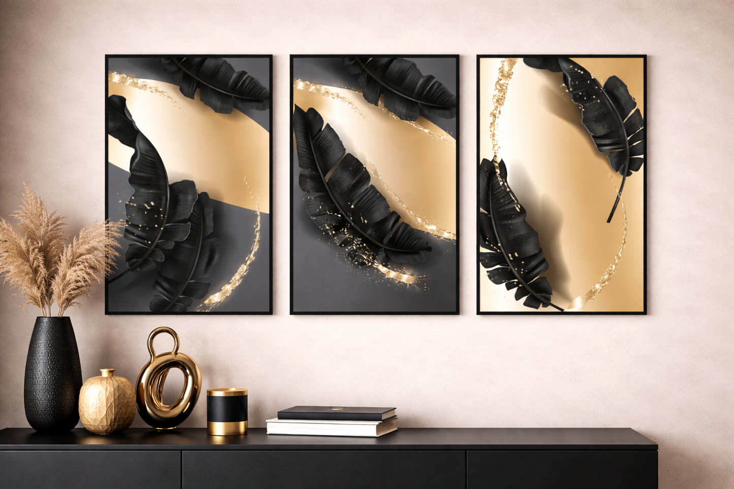 „Luxury Palm Leaves“ – Botanisches Wandbild-Trio Print Home Print Home