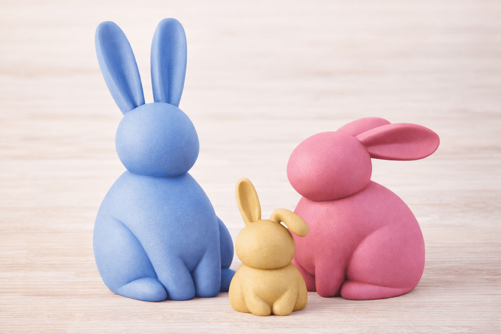 Hasen Familie „Pastell“ – 3er Deko Set | Moderne Oster- & Frühlingsdeko - Print Home