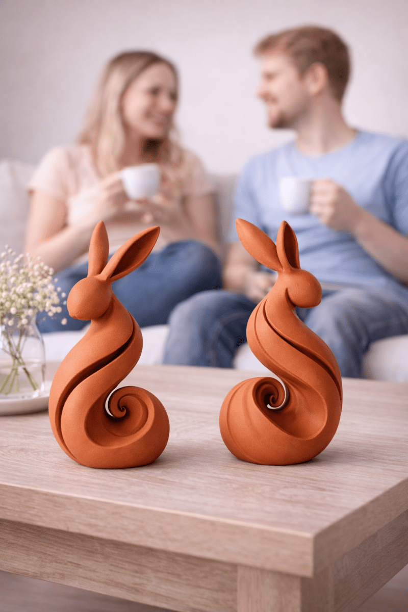 Moderne Deko Hasen – Spiral Design Hasen 2er Set - Print Home