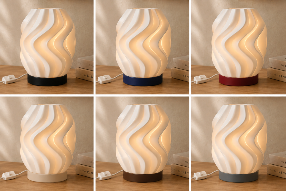 WAVE – Organische Wellen Tischlampe aus dem 3D-Drucker | Flache LED