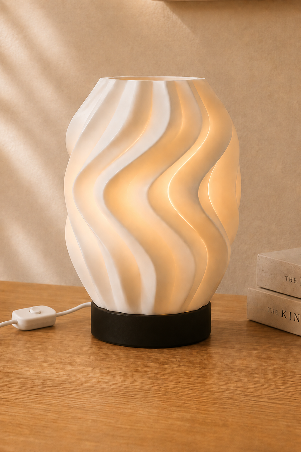 WAVE – Organische Wellen Tischlampe aus dem 3D-Drucker | Flache LED