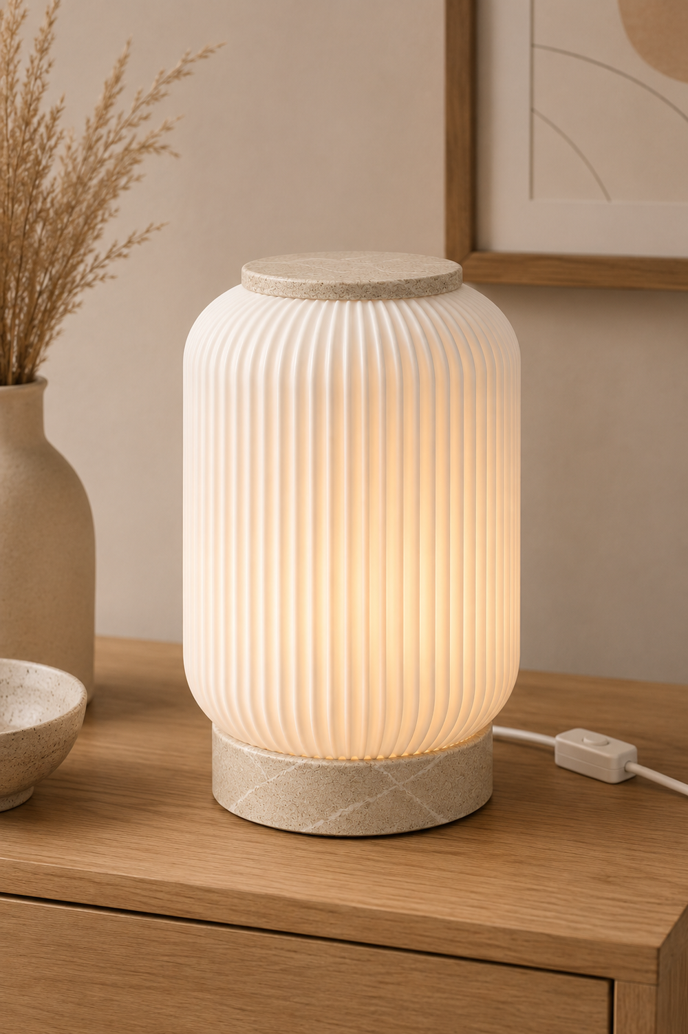 LINEARIS – Geriffelte Design Tischlampe aus dem 3D-Drucker | Flache LED