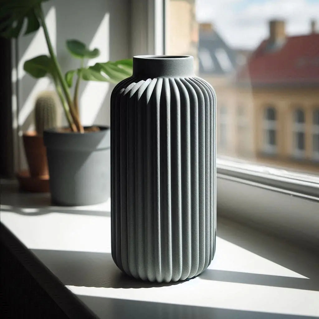 Vase „Linea Noir“ – Moderne Rillenvase in elegantem Schwarz - Print Home