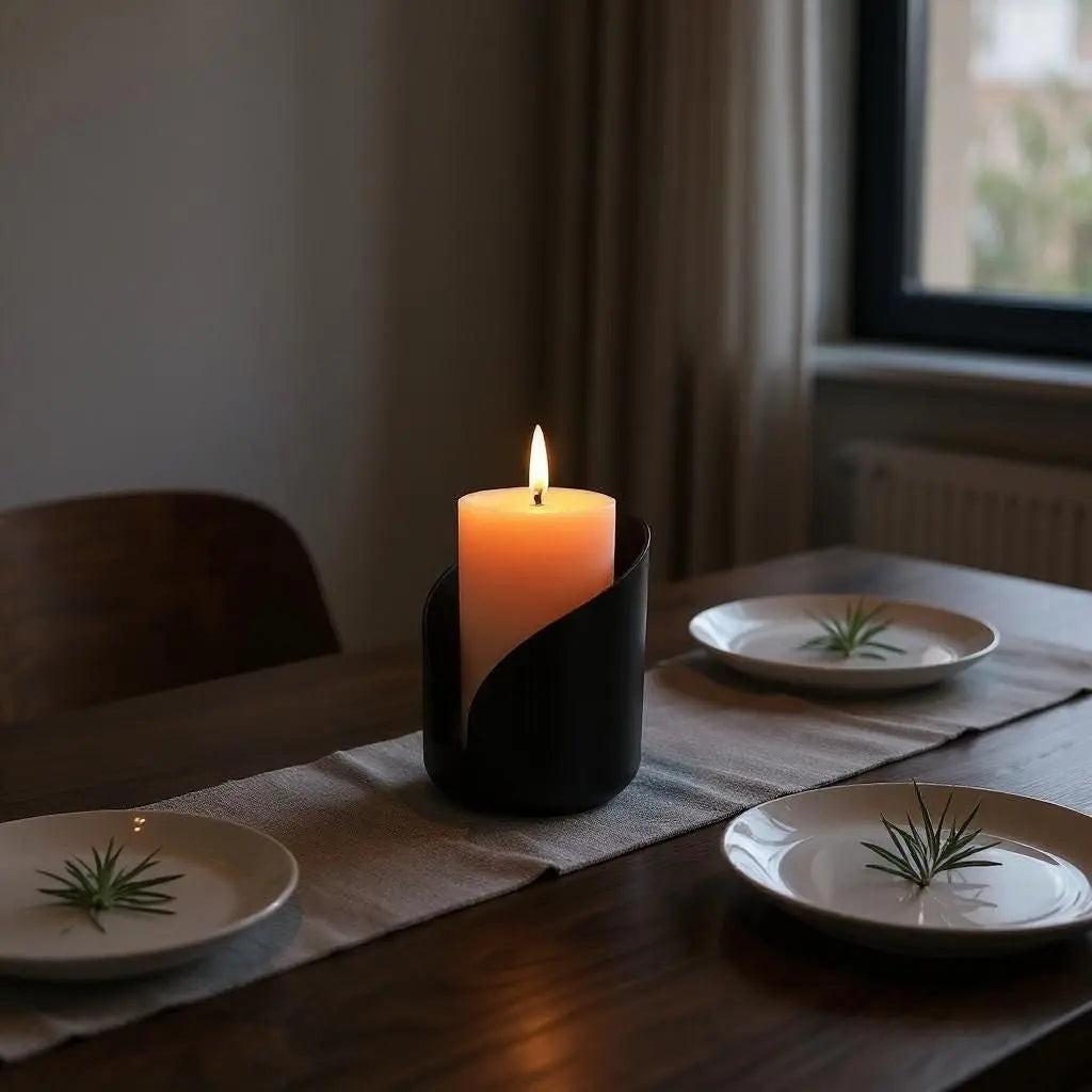 Design-Windlicht „Crescent“ – Skulpturaler Stumpenkerzenhalter in Anthrazit-Matt - Print Home