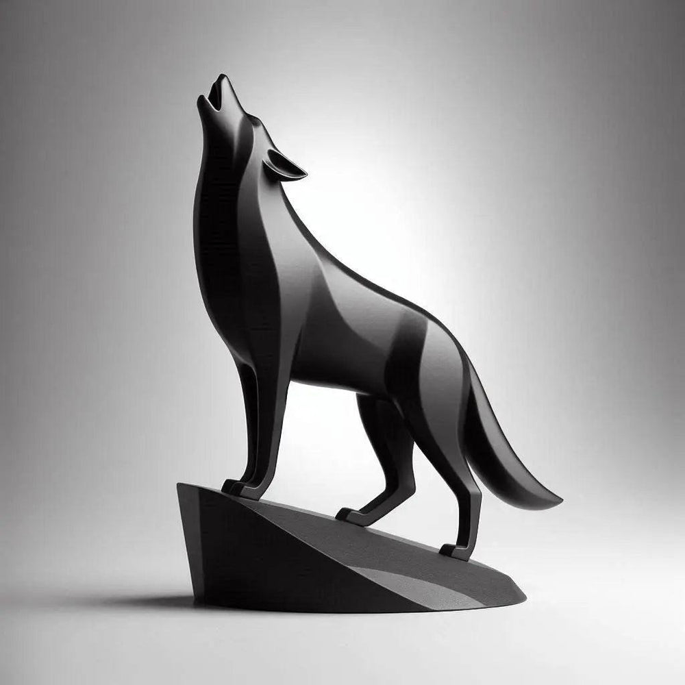 Minimalistische Wolf-Skulptur Howling Wolf - Print Home