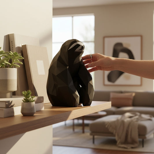 Lumo – Moderne Faultier Dekofigur in Schwarz oder Weiß | Design Skulptur