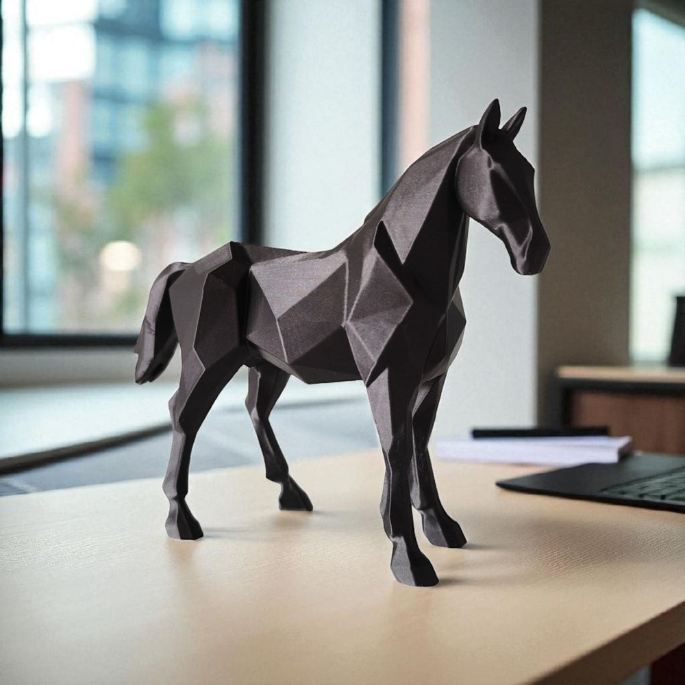 's Kanten-Hengsti Pferd Skulptur in Low-Poly-Optik, Produktansicht