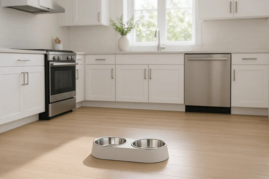 Nahaufnahme einer modernen, minimalistischen Küche mit Fokus auf funktionalen Details und sauberer Linienführung.