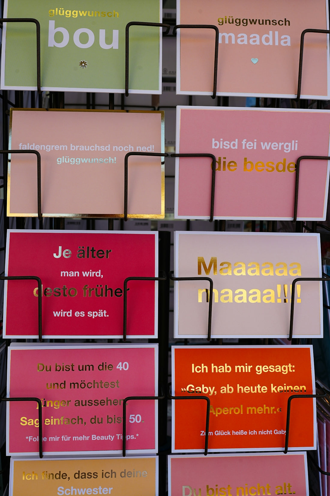 Greeting cards with german text and english text