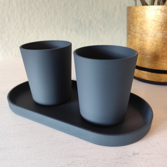 „Nordic Calm“ – 2er Set Designbecher mit Tablett