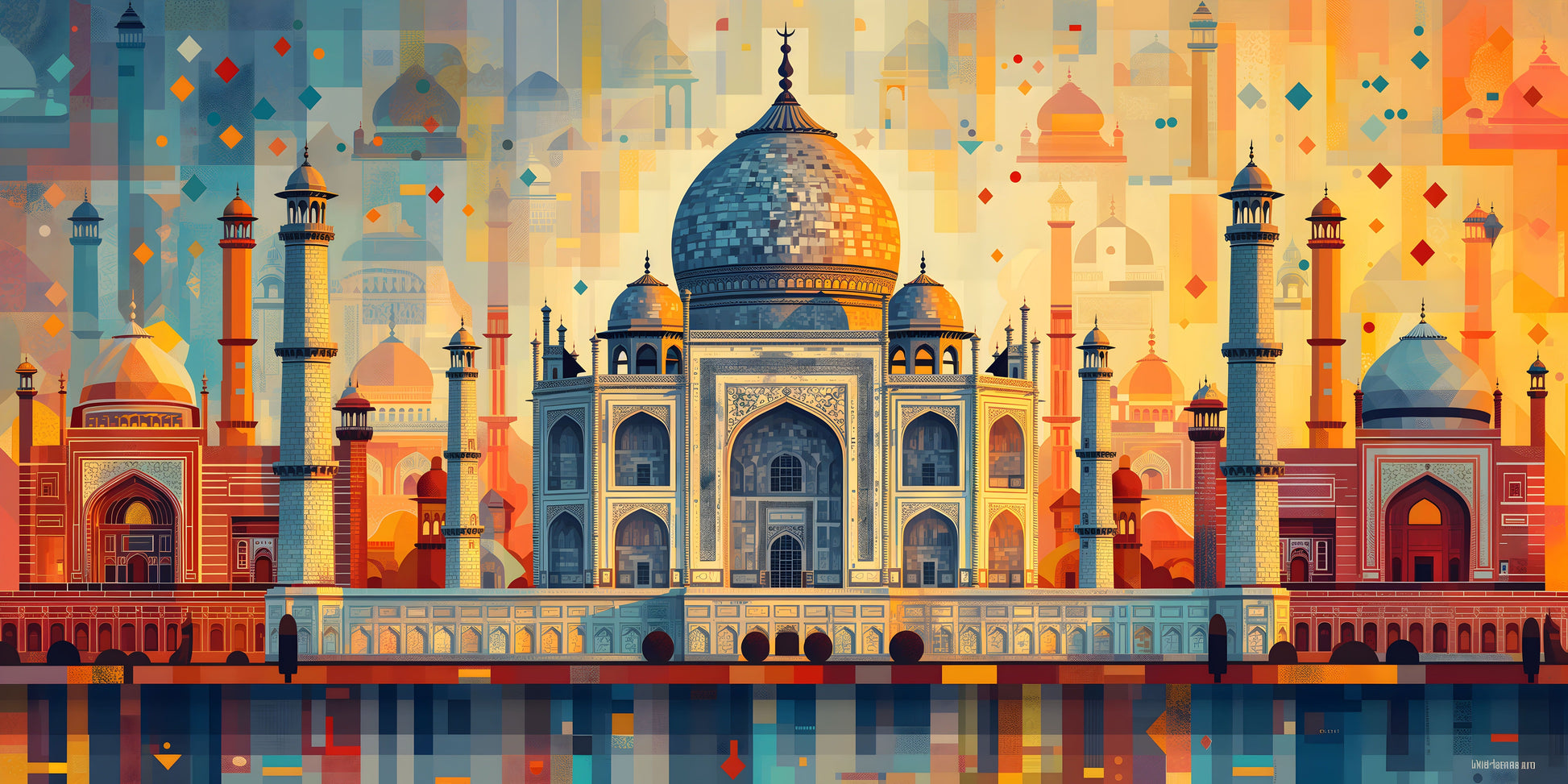 „Colors of India“ – Modernes Mosaik-Wandbild Print Home  Print Home