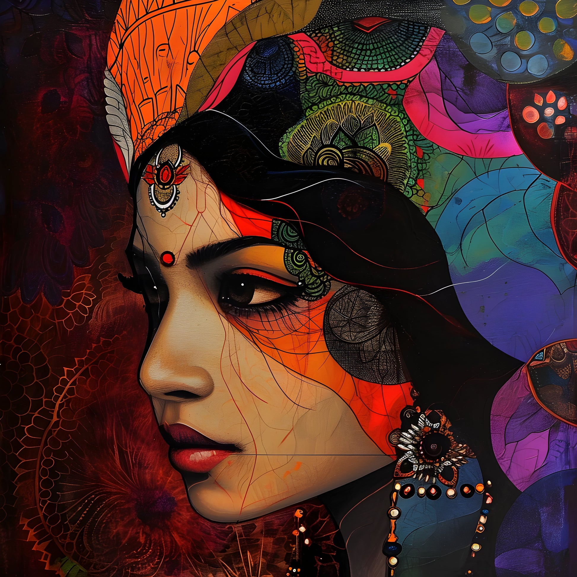 „Hypnotic Blue Gaze“ – Ausdrucksstarkes Kunst-Porträt Print Home  Print Home