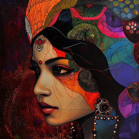 „Hypnotic Blue Gaze“ – Ausdrucksstarkes Kunst-Porträt Print Home  Print Home