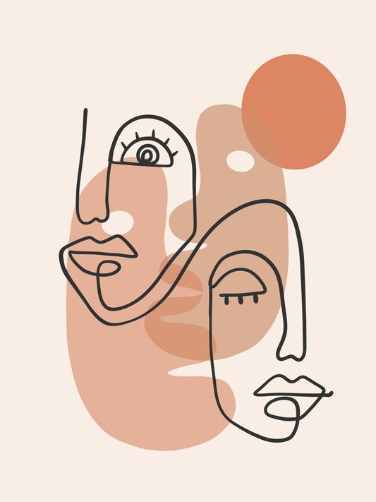 "Zarte Konturen" – Abstraktes Porträt im modernen Skizzen-Stil Print Home  Print Home