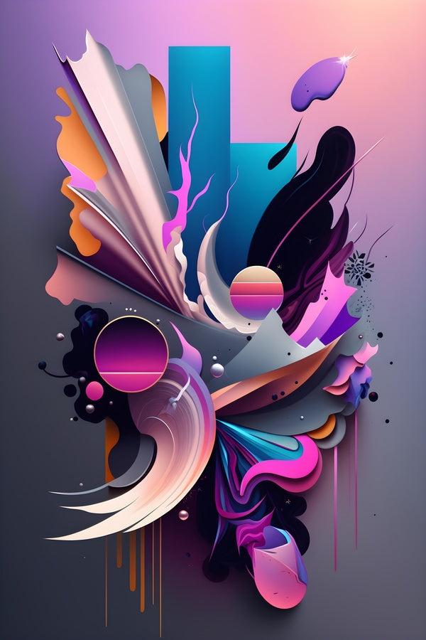 "Zarte Nuancen" – Minimalistische Line-Art mit abstrakten Farbakzenten Print Home  Print Home