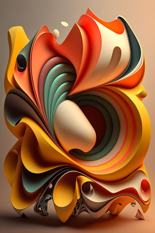 "Soft Layers" – Abstraktes 3D-Design in Pastell & Creme