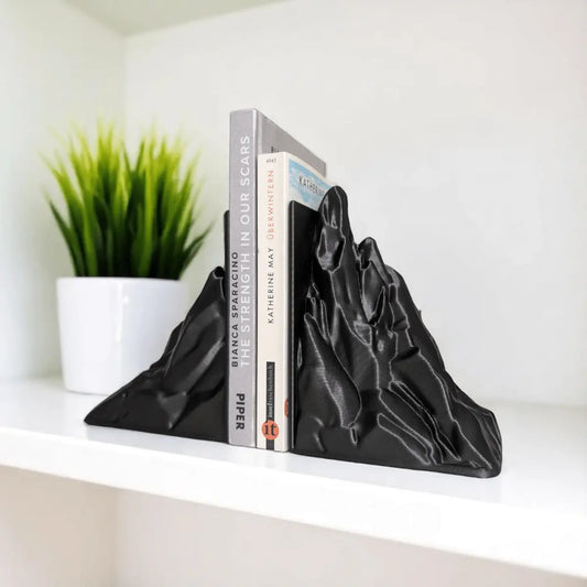 Design-Buchstützen „Summit“ – Massive Berg-Silhouette im 2er-Set - Print Home