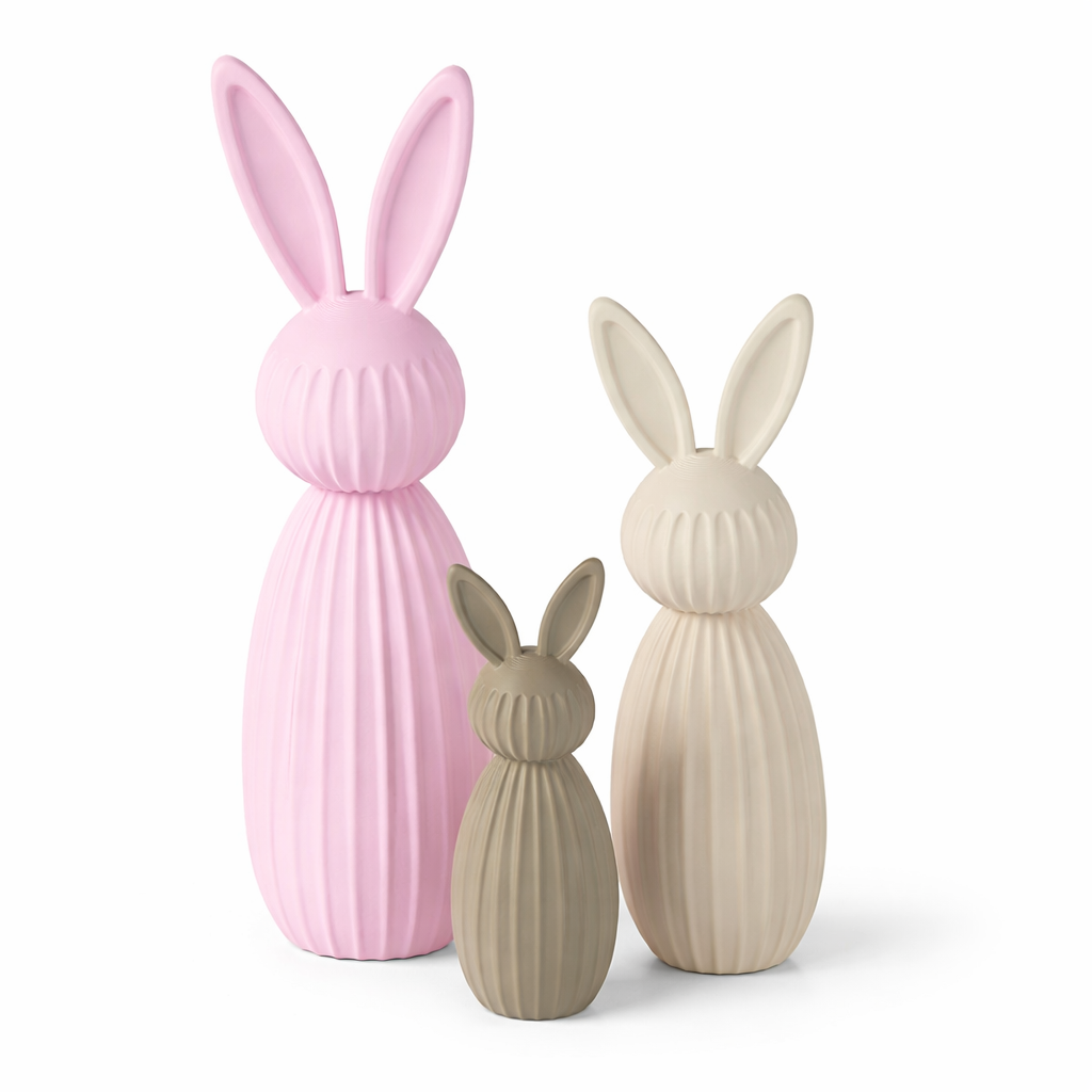 Osterhasen Deko 3er Set – Moderne Keramik-Optik in Pastell