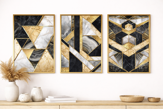 „Golden Triangle“ – Abstraktes Triptychon Print Home  Print Home