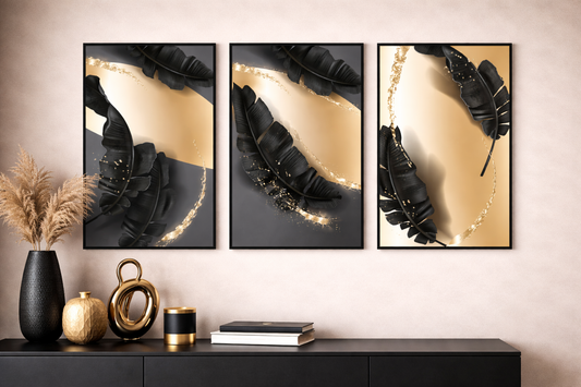 „Luxury Palm Leaves“ – Botanisches Wandbild-Trio Print Home  Print Home