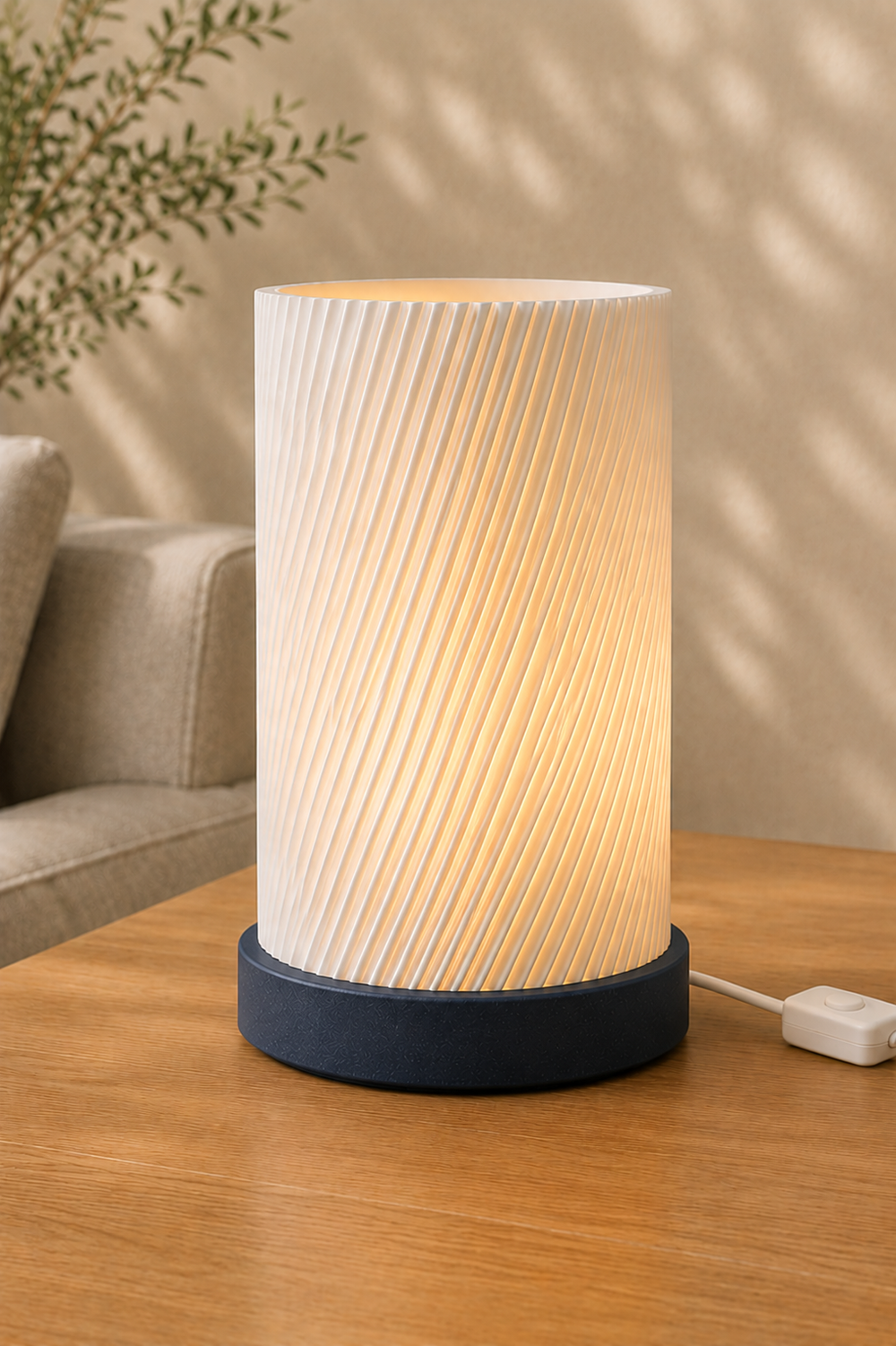 TWIST – Spiral-Design Tischlampe aus dem 3D-Drucker | Flache LED