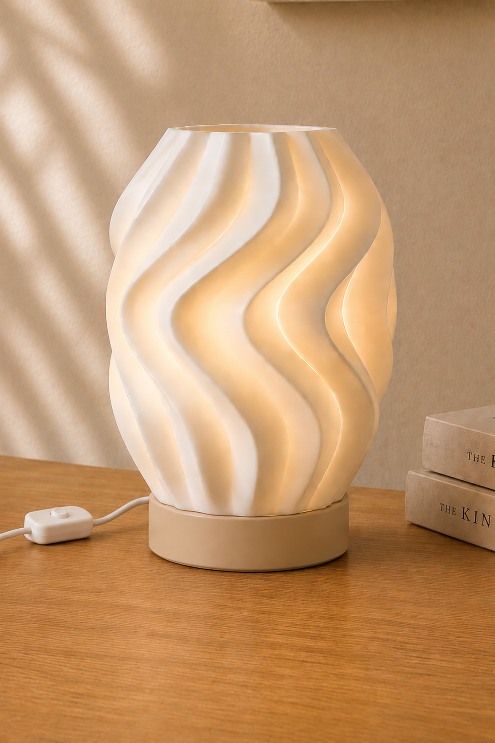 WAVE – Organische Wellen Tischlampe aus dem 3D-Drucker | Flache LED