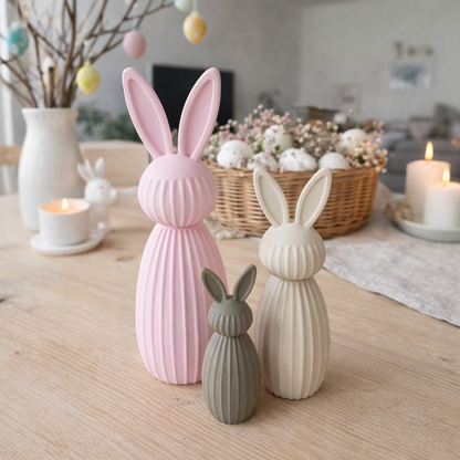 Osterhasen Deko 3er Set – Moderne Keramik-Optik in Pastell
