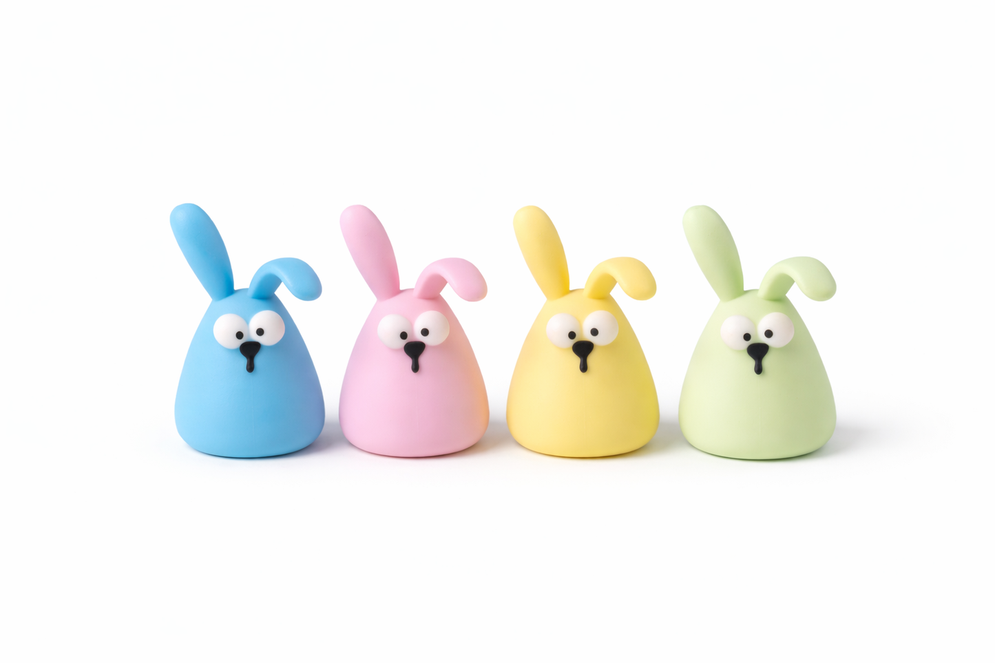 Crazy Hasen – 4er Set | Bunte Osterhasen Deko in Pastellfarben