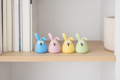 Crazy Hasen – 4er Set | Bunte Osterhasen Deko in Pastellfarben