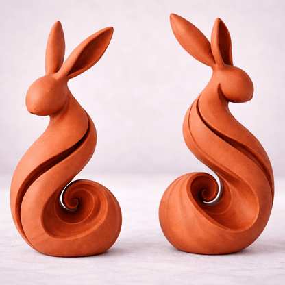 Moderne Deko Hasen – Spiral Design Hasen 2er Set - Print Home