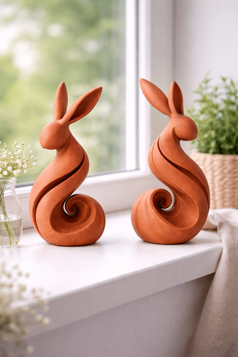Moderne Deko Hasen – Spiral Design Hasen 2er Set - Print Home