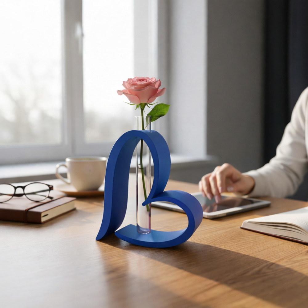Herz-Vase Modern Art – Komplett-Set mit Licht & Rose - Print Home