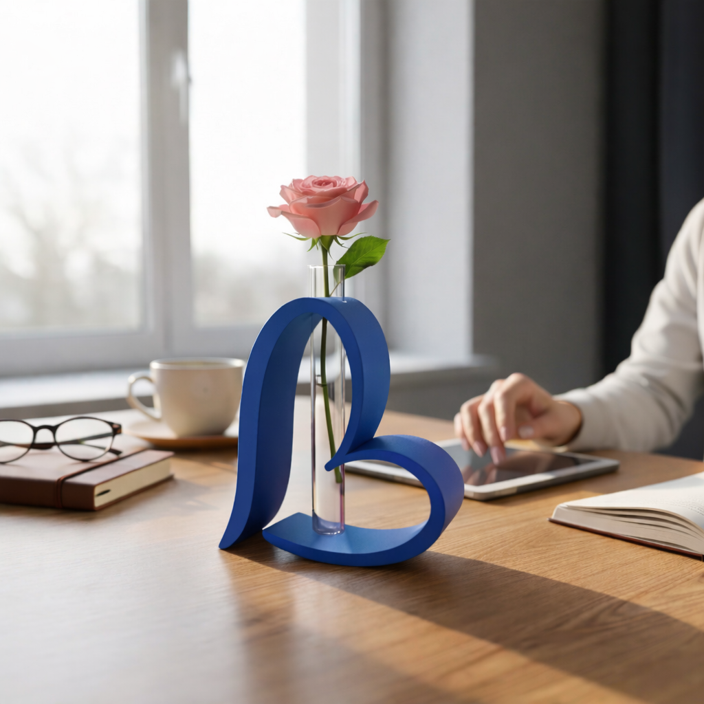 Herz-Vase Modern Art – Komplett-Set mit Licht & Rose Print Home  Print Home