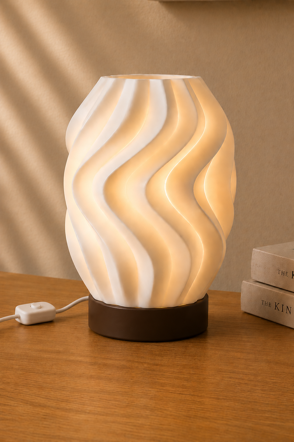 WAVE – Organische Wellen Tischlampe aus dem 3D-Drucker | Flache LED