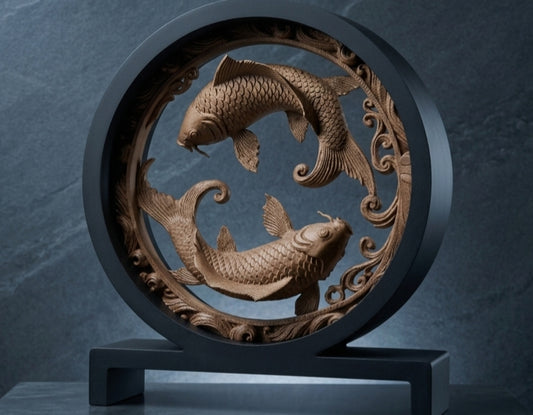 Koi Harmonie – Elegante 3D-Deko mit zwei Koi-Fischen