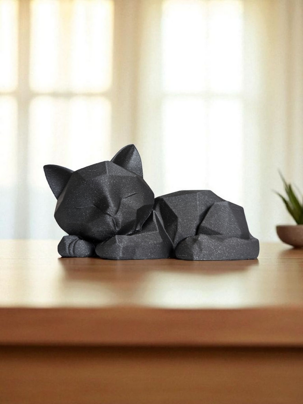 SKUGG Misse Katzen Skulptur als Schattenriss aus PLA, Detailansicht