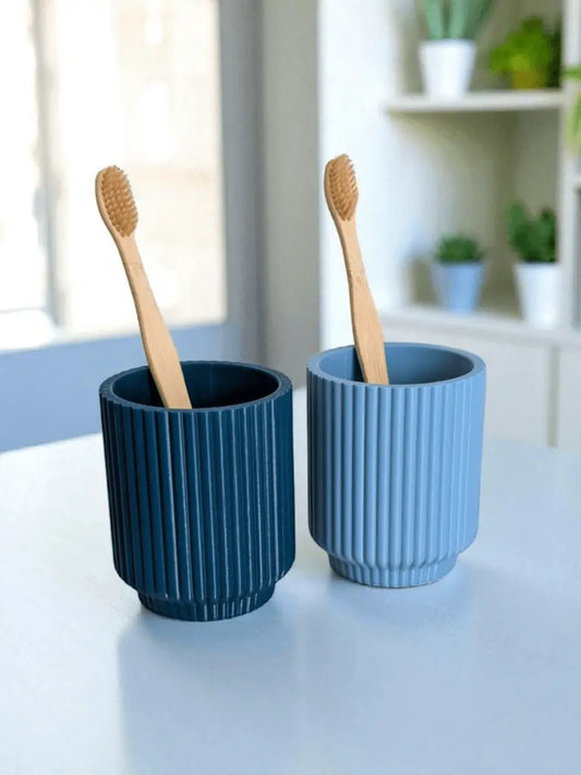 Ribbed Routine – Modernes Zahnbürstenbecher-Set (2-teilig) - Print Home