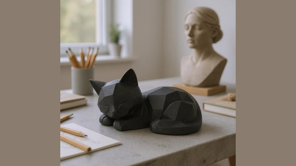 SKUGG Misse Katzen Skulptur als Schattenriss aus PLA, Produktansicht