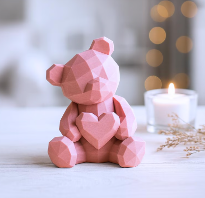 Minimalistischer „Herz-Bär“ im Low-Poly Look – Trendige Zimmerdeko Print Home  Print Home