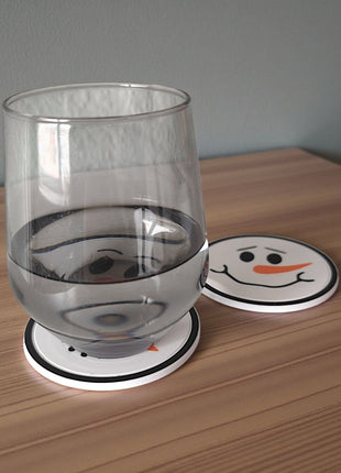3D-Design Untersetzer-Set Happy Snowman – 6-teilig mit Halter