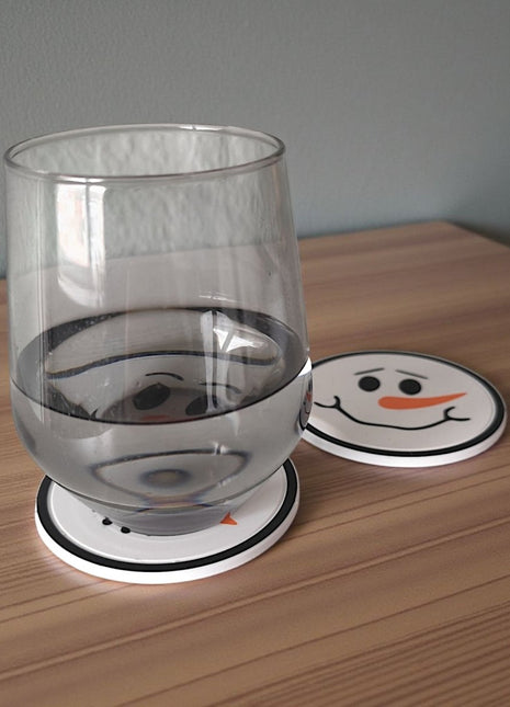 3D-Design Untersetzer-Set Happy Snowman – 6-teilig mit Halter
