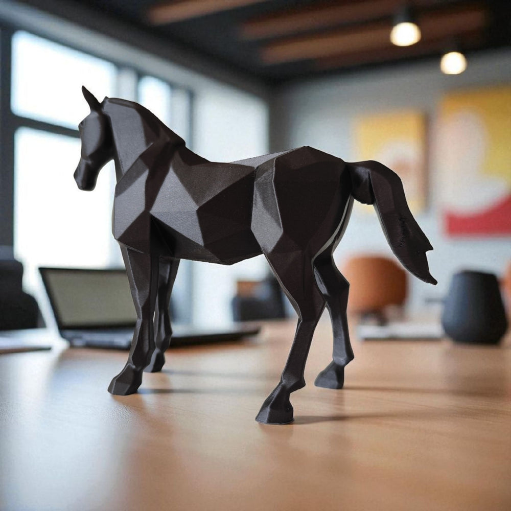 's Kanten-Hengsti Pferd Skulptur in Low-Poly-Optik, weitere Ansicht