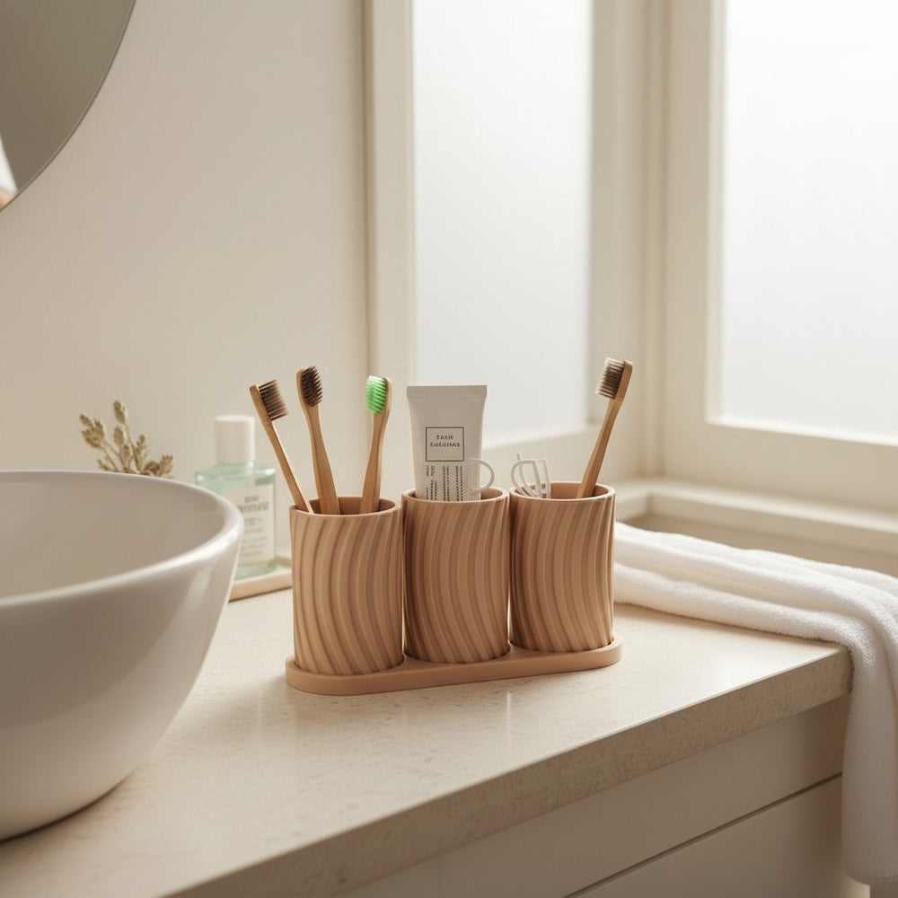 Träsetstad Bad-Accessoire in Holzoptik aus PLA, Detailansicht