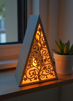 Minimalistisches Tannenbaum-Windlicht Winter-Silhouette