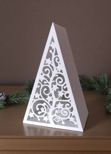 Minimalistisches Tannenbaum-Windlicht Winter-Silhouette