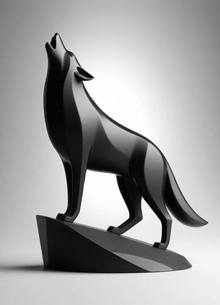 Minimalistische Wolf-Skulptur Howling Wolf