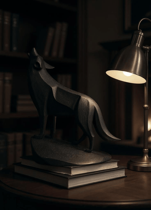 Minimalistische Wolf-Skulptur Howling Wolf