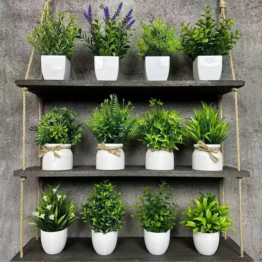 Moderne Kunstpflanzen im Topf – 22 cm – Minimalistische Deko für Regal & Wand - Print Home