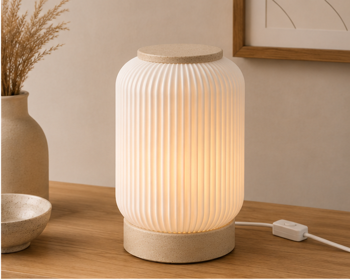 LINEARIS – Geriffelte Design Tischlampe aus dem 3D-Drucker | Flache LED